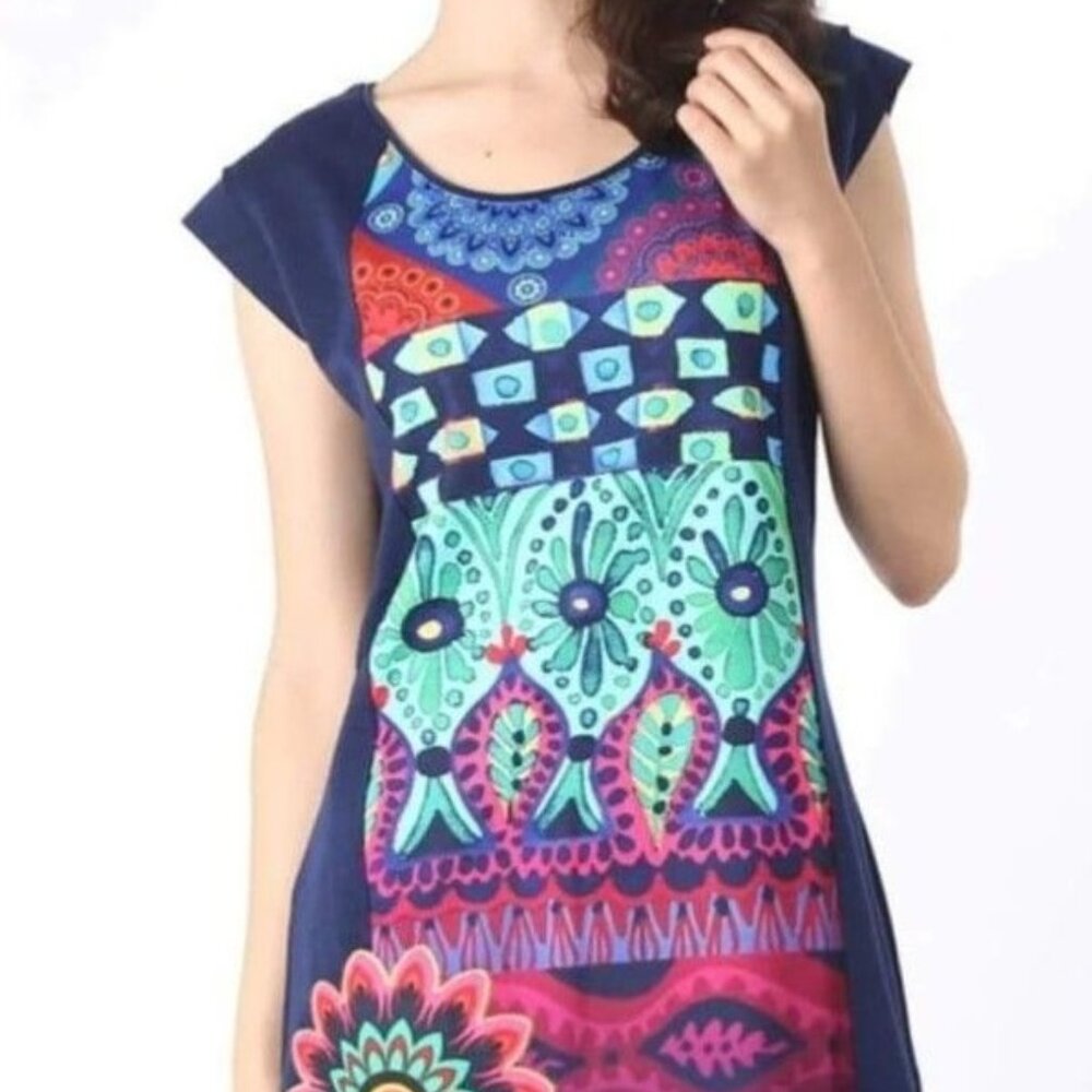desigual navy blue pencil dress (size s)